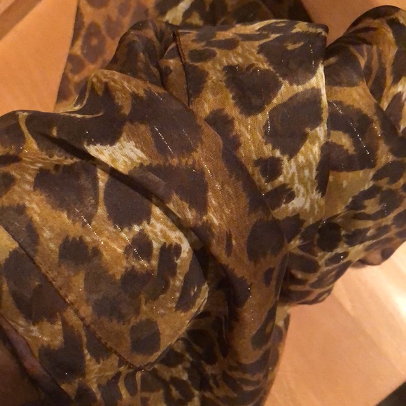 VINTAGE Cheeta Print Scarf Made in Italy Animal Print + Gold Stripe 62’x14.5” - Picture 10 of 16
